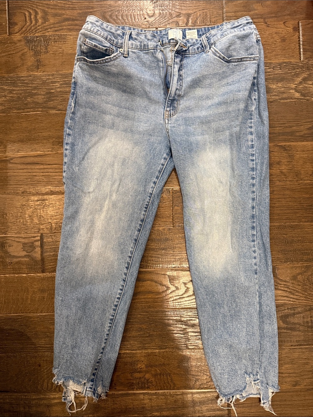 Light Wash Distressed Hem Jeans Time and Tru